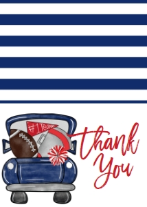 Birthday Football Truck Navy Red Thank You: Birthday Football Truck Navy Red