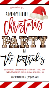 Christmas Party Santa Hat Marquee Text Invite: Christmas Party Santa Hat Marquee Invitation