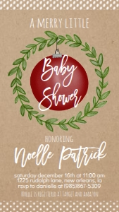 Christmas Baby Shower Red Ornament Text Invite: Christmas Baby Shower Red Ornament Invitation