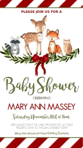 Baby Shower Christmas Woodland Text Invite: Baby Shower Christmas Woodland Invitation