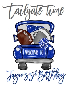 Birthday Football Truck Blue Grey Welcome Sign: Birthday Football Truck Blue Grey