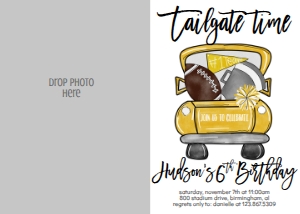 Birthday Football Truck Black and Gold Photo Invite: Birthday Football Truck Black and Gold
