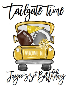 Birthday Football Truck Black and Gold Welcome Sign: Birthday Football Truck Black and Gold