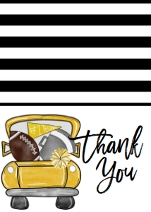 Birthday Football Truck Black and Gold Thank You: Birthday Football Truck Black and Gold