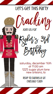 Birthday Christmas Nutcracker Party Text Invite: Birthday Christmas Nutcracker Party Invitation