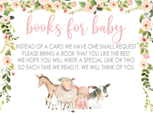 Baby Shower Pink Frame Farm Animals Book Card: Baby Shower Pink Frame Farm Animals