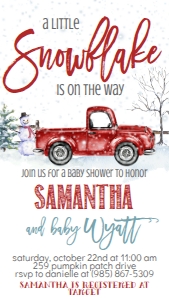 Baby Shower Christmas Snowflake Red Truck Text Invite: Baby Shower Christmas Snowflake Red Truck Invitation 641346618