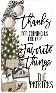 Christmas Favorite Things Holiday Party Favor Tag: Christmas Favorite Things Holiday Party Invite