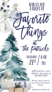 Christmas Favorite Things Holiday Party Blues Text Invite: Christmas Favorite Things Holiday Party Invite Blues