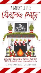 Christmas Party Mantle Text Invite: Christmas Party Mantle