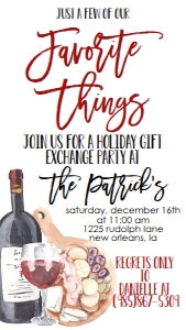 Christmas Party Wine Cheese Favorite Things Text Invite: Christmas Party Wine Cheese Favorite Things