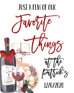 Christmas Party Wine Cheese Favorite Things Welcome Sign: Christmas Party Wine Cheese Favorite Things