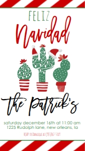 Christmas Party Feliz Navidad Cactus Text Invite: Christmas Party Feliz Navidad Cactus Invitation