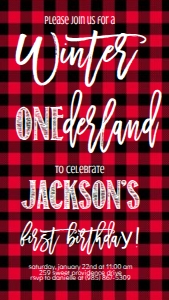Christmas Winter Onederland Plaid Text Invite: Christmas Winter Onederland Plaid Invitation