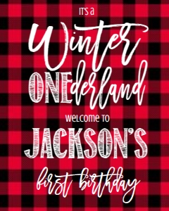 Christmas Winter Onederland Plaid Welcome Sign 8x10: Christmas Winter Onederland Plaid Invitation