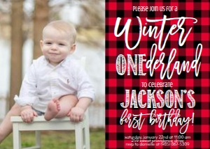 Christmas Winter Onederland Plaid Photo Invite: Christmas Winter Onederland Plaid Invitation