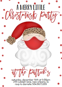 Christmas Party Santa Mask Invitation Leopard: Christmas Party Santa Mask Invitation Leopard