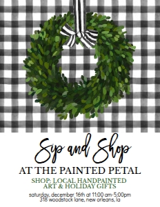 Christmas Wreath Sip & Shop Flyer: Christmas Wreath Sip & Shop