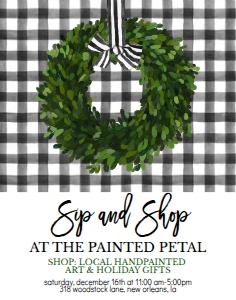 Christmas Wreath Sip & Shop Poster: Christmas Wreath Sip & Shop