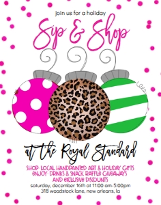 Christmas Ornament Sip and Shop Hot Pink Poster: Christmas Ornament Sip and Shop Hot Pink Invitation