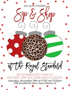 Christmas Ornament Sip and Shop Poster: Christmas Ornament Sip and Shop