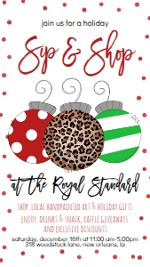 Christmas Ornament Sip and Shop Text Invite: Christmas Ornament Sip and Shop