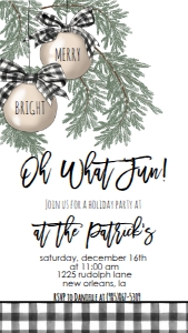 Christmas Party Buffalo Plaid Oh What Fun Text Invite: Christmas Party Buffalo Plaid Oh What Fun Invite