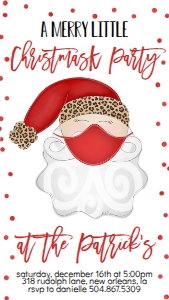 Christmas Party Santa Mask Text Invitation Leopard: Christmas Party Santa Mask Invitation Leopard