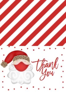 Christmas Party Santa Mask Leopard Thank You: Christmas Party Santa Mask Invitation Leopard