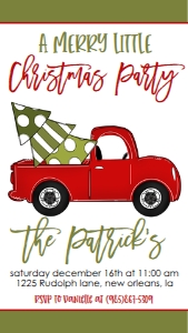 Christmas Party Red Truck Dot Tree Text Invite: Christmas Party Red Truck Dot Tree Invitation