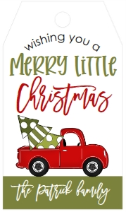 Christmas Party Red Truck Dot Tree Favor Tag: Christmas Party Red Truck Dot Tree Invitation