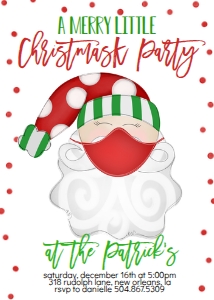 Christmas Party Santa Mask Invitation Green: Christmas Party Santa Mask Invitation Green