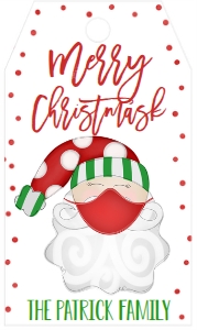 Christmas Party Santa Mask Invitation Green Favor Tag: Christmas Party Santa Mask Invitation Green