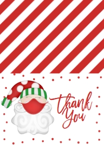 Christmas Party Santa Mask Invitation Green Thank You: Christmas Party Santa Mask Invitation Green