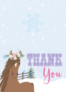 Birthday Horse Winter Snowflake Thank You: Birthday Horse Winter Snowflake