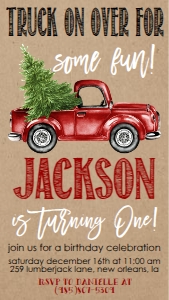 Birthday Christmas Kraft Text Invite: Birthday Christmas Kraft Invitation