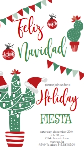 Christmas Feliz Navidad Holiday Fiesta Text Invite: Christmas Feliz Navidad Holiday Fiesta Invitation