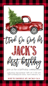 Birthday Christmas Lumberjack Truck Text Invite: Birthday Christmas Lumberjack Truck Invitation