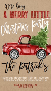 Christmas Party Red Truck Text Invite: Christmas Party Red Truck Invitation