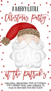 Christmas Party Santa Invitation Leopard Text Invite: Christmas Party Santa Invitation Leopard