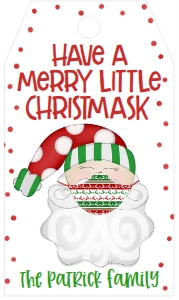 Christmas Party Santa Ugly Mask Invitation Green Favor Tag: Christmas Party Santa Ugly Mask Invitation Green