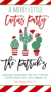 Christmas Party Merry Little Cactus Text Invite: Christmas Party Merry Little Cactus Invitation