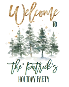 Christmas Party Tree Line Oh What Fun Welcome Sign: Christmas Party Tree Line Oh What Fun