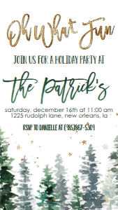 Christmas Party Tree Line Oh What Fun Text Invite: Christmas Party Tree Line Oh What Fun