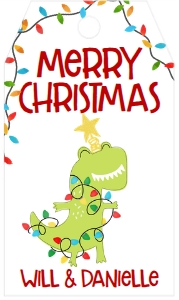 Dinosaur Christmas Party Favor Tag: Dinosaur Christmas Party
