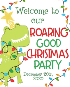 Dinosaur Christmas Party Welcome Sign: Dinosaur Christmas Party