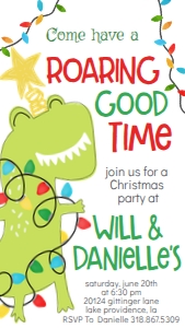 Dinosaur Christmas Party Text Invite: Dinosaur Christmas Party