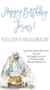 Christmas Happy Birthday Jesus Watercolor Text Invite: Christmas Happy Birthday Jesus Watercolor Invitation