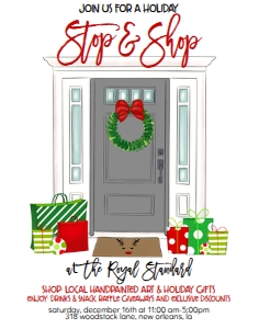 Christmas Door Packages Stop and Shop Poster: Christmas Door Packages Stop and Shop Invitation