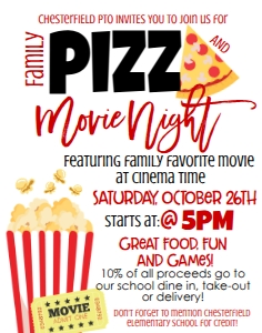 School Flyer Pizza Movie Night Poster: School Flyer Pizza Movie Night 8.5x11